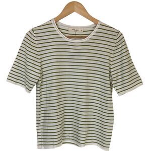 Molly Green Womens Charlie Striped Short Sleeve Tee L Green‎ White Knit